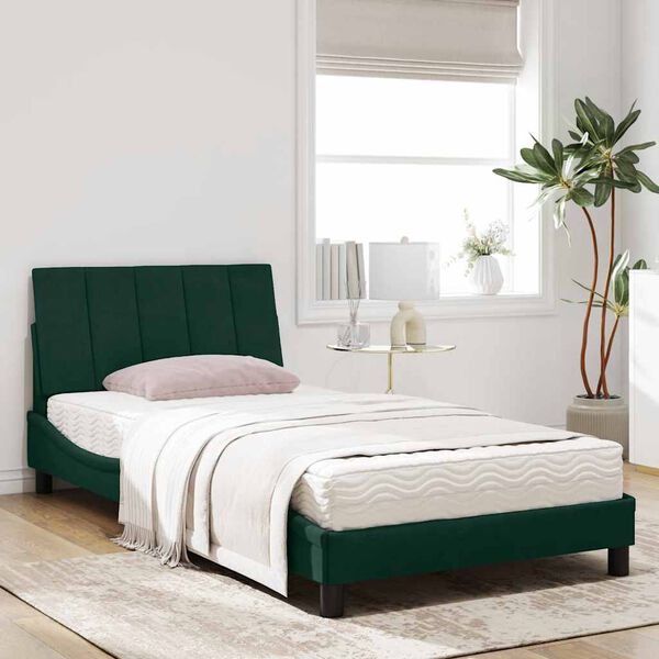 vidaXL Lit avec matelas Hanko vert fonc&eacute; 100x200 cm velours