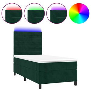 vidaXL Sommier &agrave; lattes de lit matelas LED Vert fonc&eacute; 80x200cm Velours