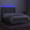 vidaXL Sommier &agrave; lattes de lit matelas LED Gris clair 140x190 cm Tissu