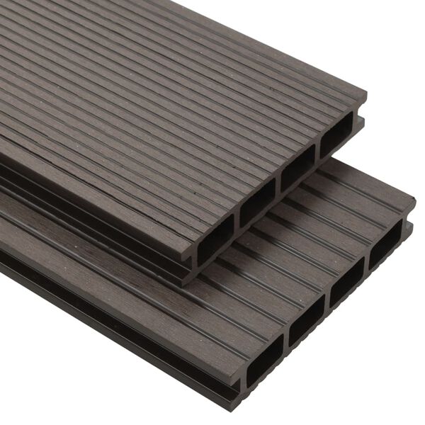 vidaXL Panneaux de terrasse creux WPC 20 m&sup2; 2,2 m Marron fonc&eacute;