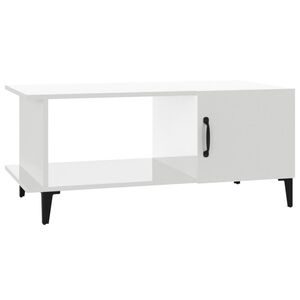 vidaXL Table basse Blanc brillant 90x50x40 cm Bois d'ing&eacute;nierie