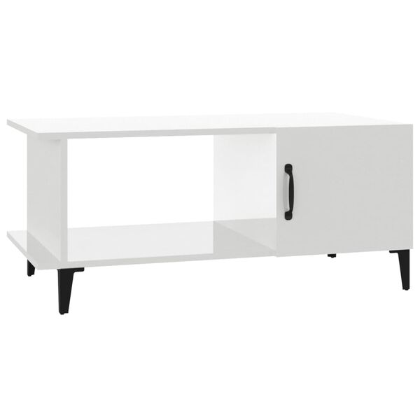 vidaXL Table basse Blanc brillant 90x50x40 cm Bois d'ing&eacute;nierie
