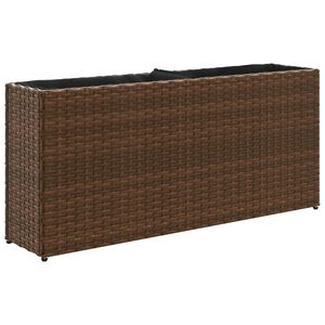 vidaXL Jardini&egrave;re avec 2 pots marron 90x20x40 cm r&eacute;sine tress&eacute;e