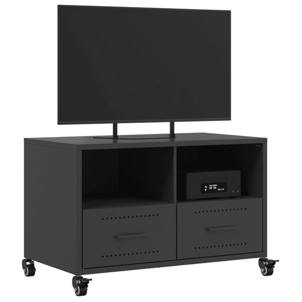 vidaXL Meuble TV noir 68x39x43,5 cm acier