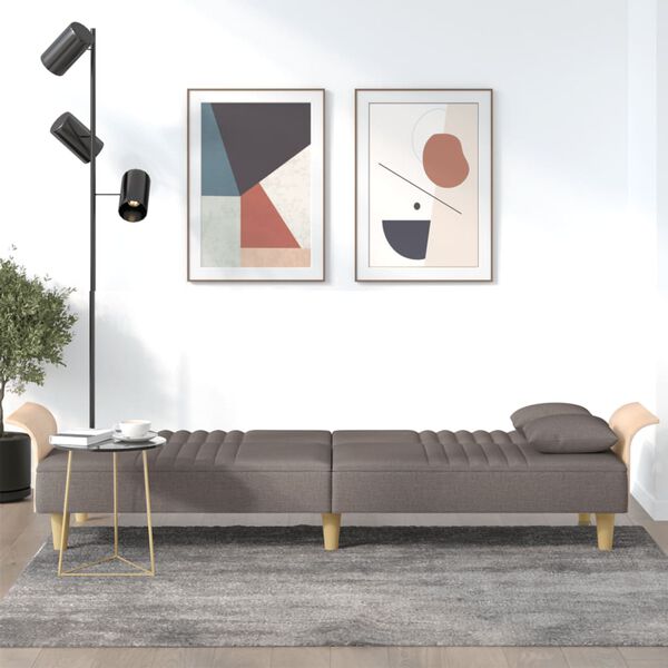 vidaXL Canap&eacute;-lit avec accoudoirs taupe tissu