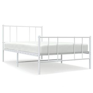 vidaXL Cadre de lit m&eacute;tal sans matelas avec pied de lit blanc 75x190cm