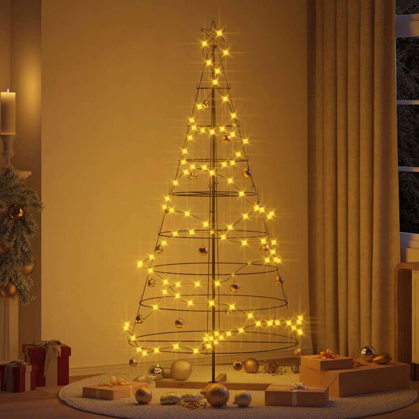 vidaXL Arbre en cône de Noël avec support Noir 210 cm Acier