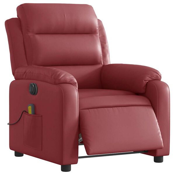 vidaXL Fauteuil de massage inclinable &eacute;lectrique rouge bordeaux