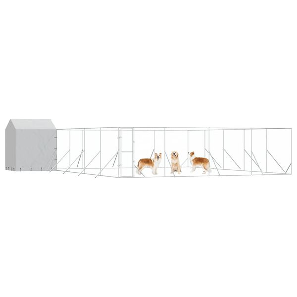 vidaXL Chenil d'ext&eacute;rieur pour chiens avec toit argent&eacute; 10x10x2,5 m