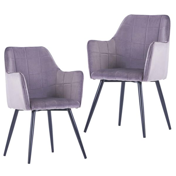 vidaXL Chaises à manger lot de 2 gris velours
