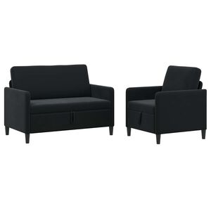 vidaXL Canap&eacute; avec rangement 2 pc Noir Polyester