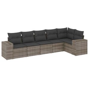 vidaXL Salon de jardin 6 pcs avec coussins gris r&eacute;sine tress&eacute;e