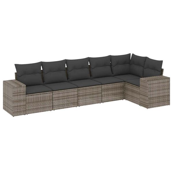 vidaXL Salon de jardin 6 pcs avec coussins gris résine tressée