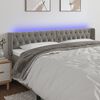 vidaXL T&ecirc;te de lit &agrave; LED Gris clair 203x16x78/88 cm Velours