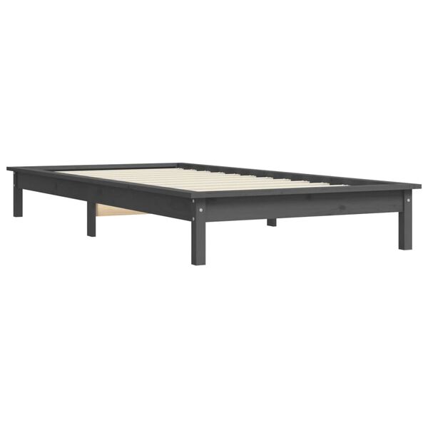 vidaXL Cadre de lit sans matelas gris bois massif