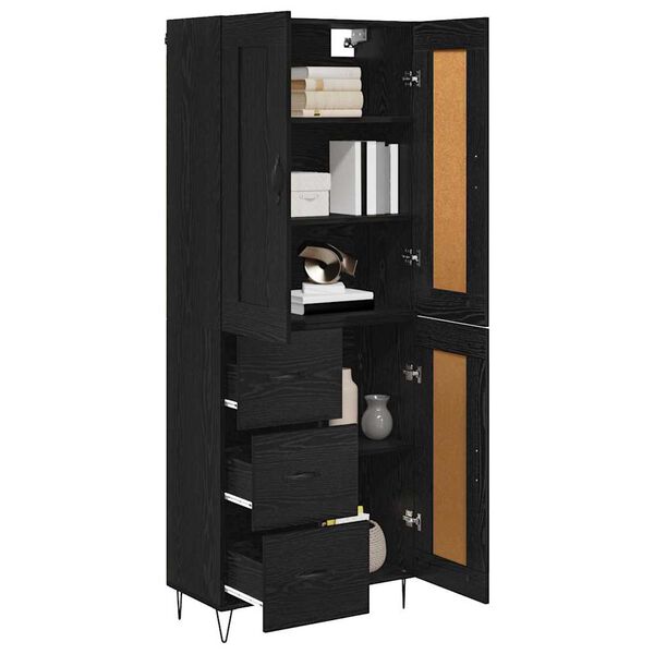 vidaXL Haut Armoire Ch&ecirc;ne noir 69,5 x 34 x 180 cm Bois d'ing&eacute;nierie