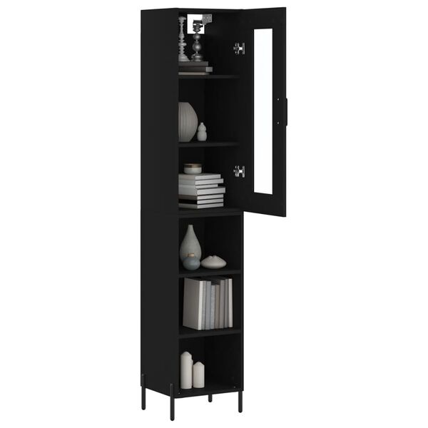 vidaXL Buffet haut Noir 34,5x34x180 cm Bois d'ingénierie