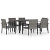vidaXL Ensemble &agrave; manger de jardin 7 pcs R&eacute;sine tress&eacute;e Gris
