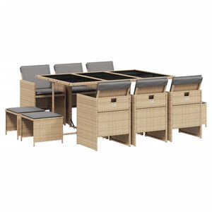 vidaXL Ensemble &agrave; manger de jardin et coussins 11 pcs m&eacute;lange beige