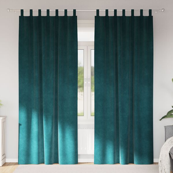 vidaXL Rideaux occultants 2 pcs Vert foncé 140 x 260 cm Velours