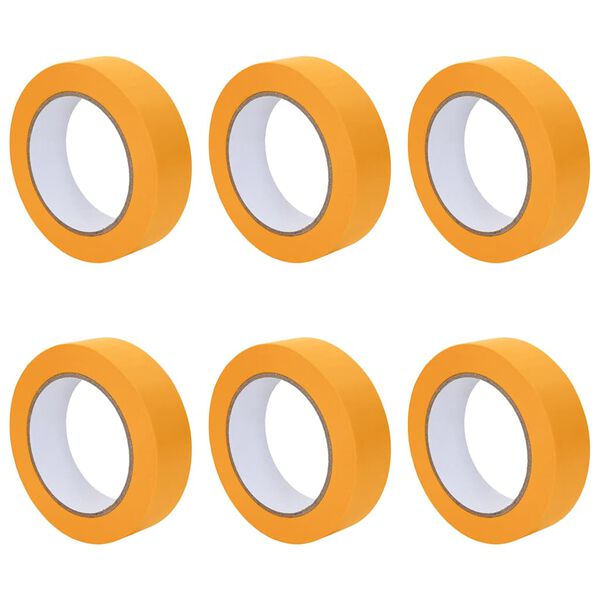 vidaXL Rubans de masquage pour peintre 6 pcs Jaune 25 mm x 50 m Papier