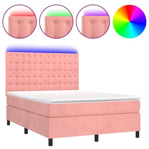 vidaXL Sommier &agrave; lattes de lit matelas et LED Rose 140x190 cm Velours