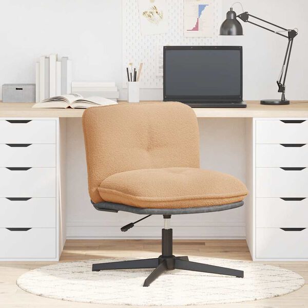 vidaXL Chaise pivotante de bureau beige boucl&eacute; comme de la laine tissu
