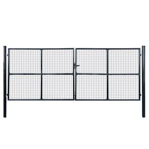vidaXL Portail de jardin grillag&eacute; en acier galvanis&eacute; gris 400 x 150 cm