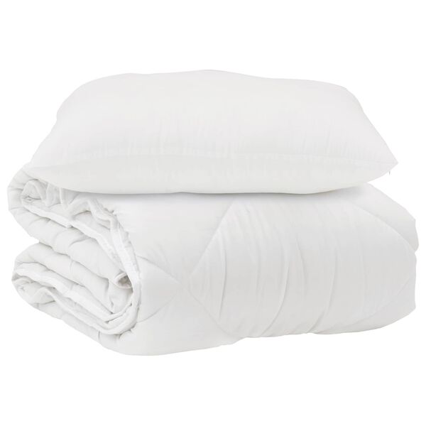 vidaXL Couette avec oreiller 2 pcs Blanc Microfibre