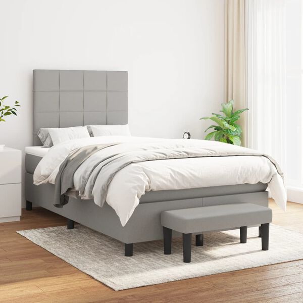 vidaXL Sommier &agrave; lattes de lit avec matelas Gris clair 120x200cm Tissu