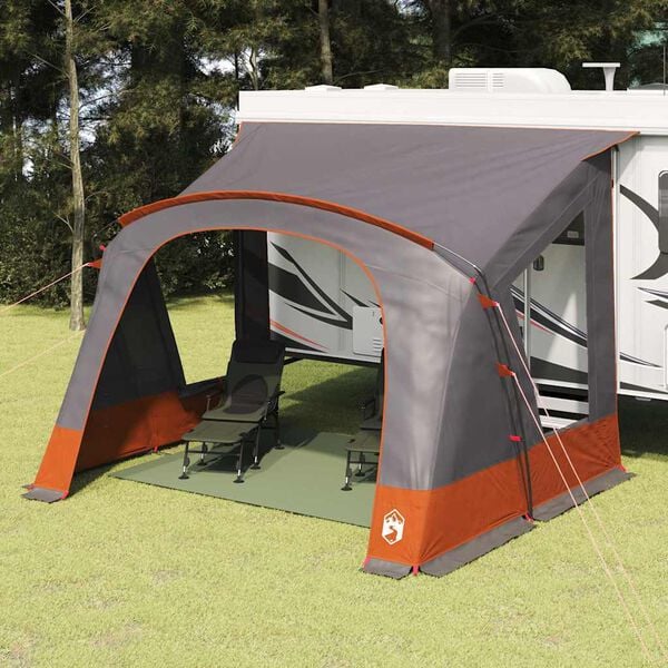 vidaXL Tente Caravane avec toit Gris et orange 410 x 275 x 245 cm