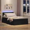 vidaXL Lit avec rangement et LED avec matelas Noir 120 x 190 cm tissu