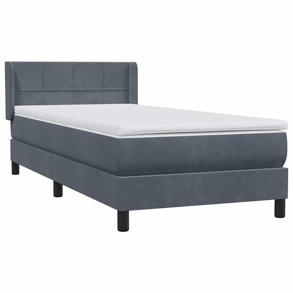vidaXL Sommier &agrave; lattes de lit et matelas gris fonc&eacute; 90x220 cm velours