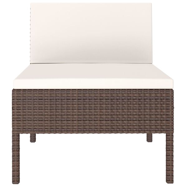 vidaXL Chaises de jardin lot de 3 avec coussins Résine tressée Marron