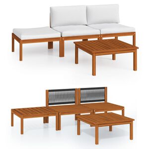 vidaXL Salon de jardin 4 pi&egrave;ces avec coussins Cr&egrave;me 63 x 63 cm