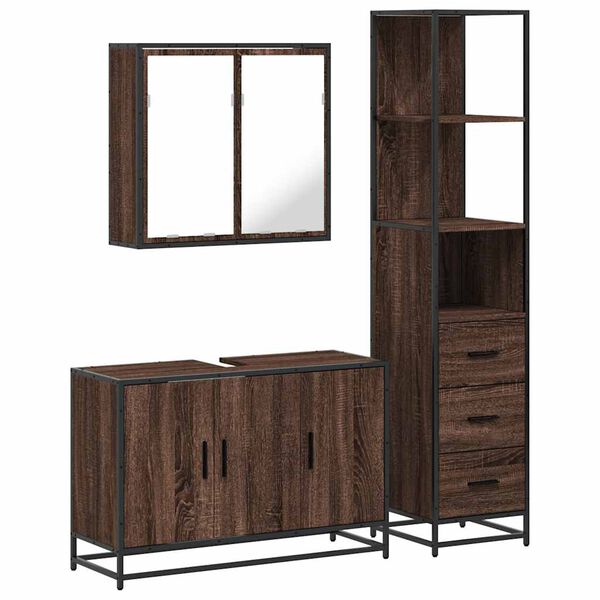 vidaXL Ensemble de meubles de salle de bain 3 pcs Chêne marron
