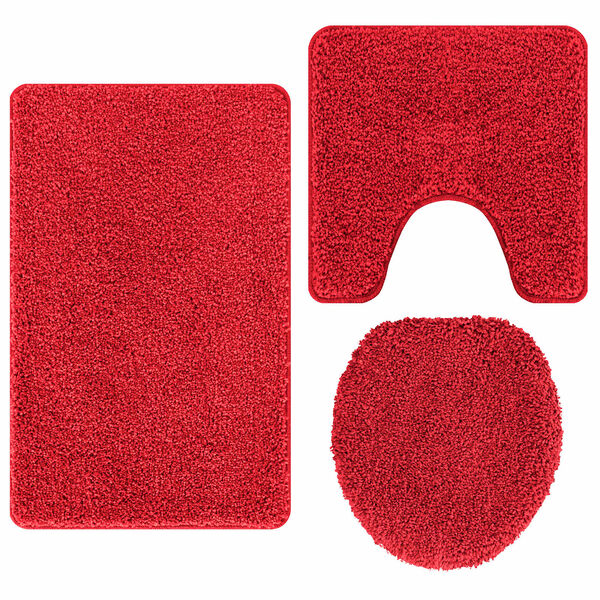 vidaXL Ensemble de tapis de bain antid&eacute;rapants 3 pcs Rouge PP