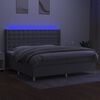 vidaXL Sommier &agrave; lattes de lit matelas LED Gris clair 200x200 cm Tissu