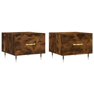 vidaXL Tables basses 2 pcs ch&ecirc;ne fum&eacute; 50x50x40 cm bois d'ing&eacute;nierie