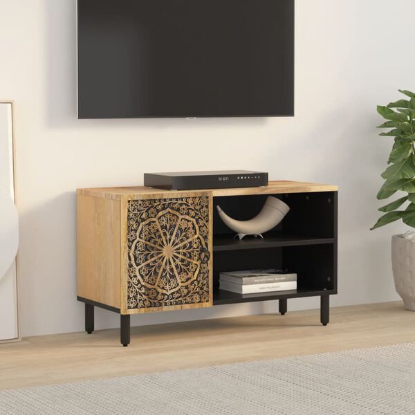 vidaXL Meuble TV 80x31x46 cm bois massif de manguier