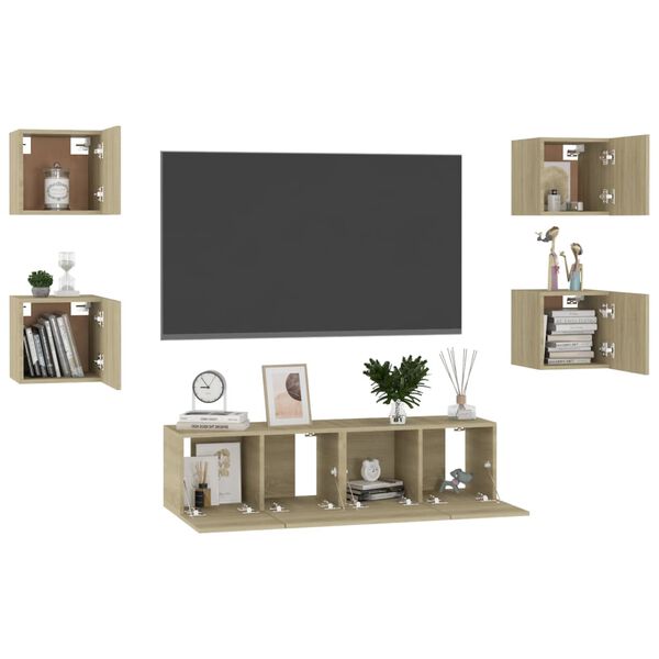 vidaXL Ensemble de meubles TV 6 pcs Ch&ecirc;ne sonoma Bois d'ing&eacute;nierie
