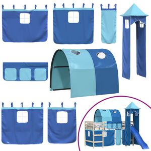 vidaXL Rideaux pour lit mezzanine avec tunnel et tour bleu