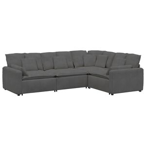 vidaXL Canap&eacute; modulable avec coussins velours c&ocirc;tel&eacute; gris fonc&eacute;