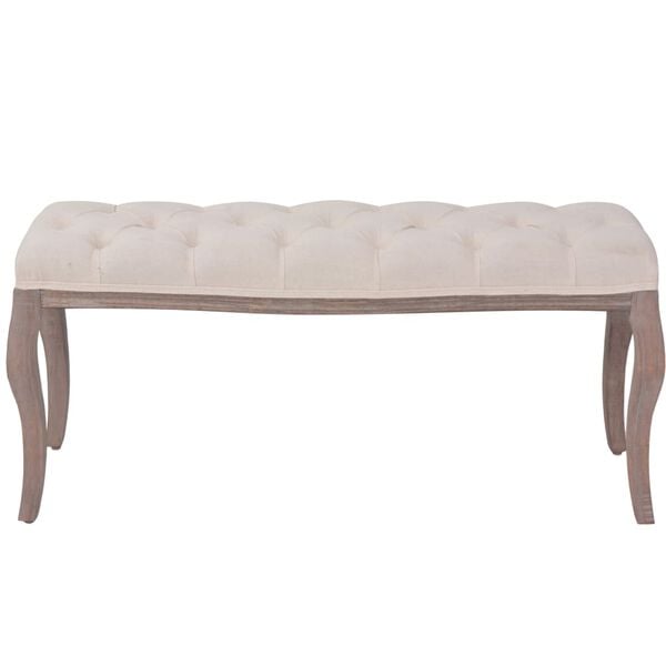 vidaXL Banc Lin Bois massif 110 x 38 x 48 cm Blanc crème