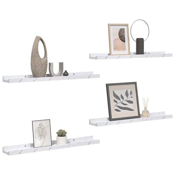 vidaXL &Eacute;tag&egrave;re Murale avec &eacute;tag&egrave;re 4 pcs Marbre blanc 40 x 9 x 3 cm