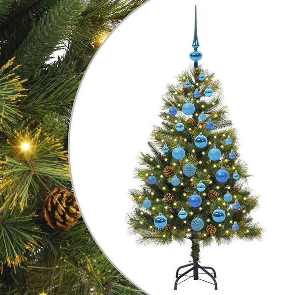 vidaXL Sapin de No&euml;l artificiel avec branches pliables et c&ocirc;nes 120 cm
