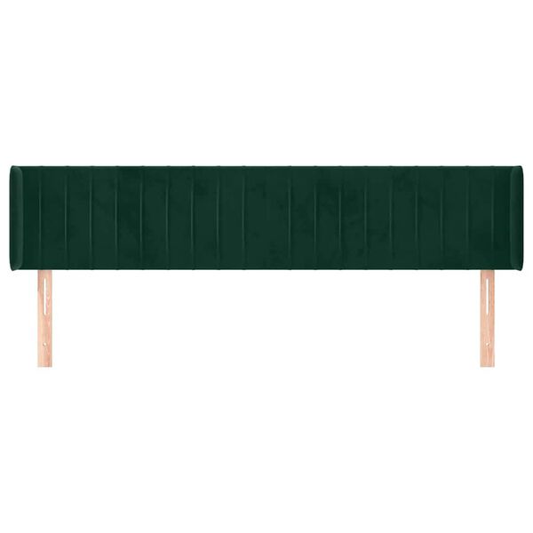 vidaXL T&ecirc;te de lit avec oreilles Vert fonc&eacute; 203x16x78/88 cm Velours