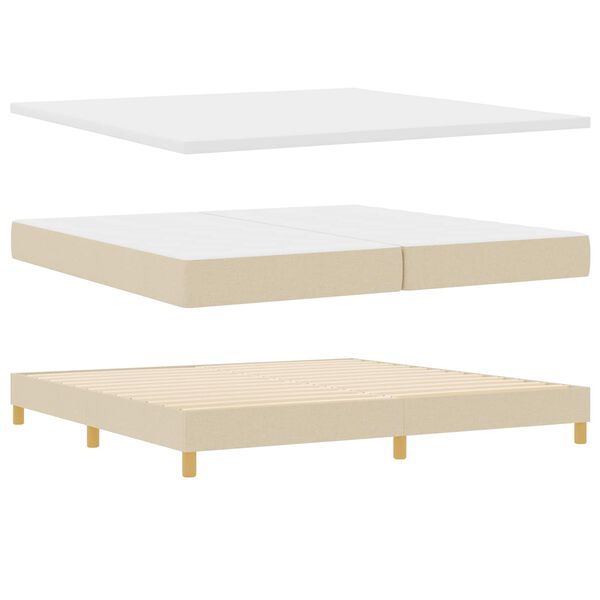 vidaXL Lit &agrave; ressorts avec matelas Cr&egrave;me 200 x 200 cm tissu