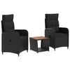 vidaXL Ensemble de salon de jardin 3 pc Noir