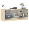vidaXL Meuble TV avec portes en verre ch&ecirc;ne sonoma 102x37x42 cm